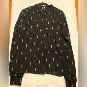 Hem & Thread Black and Gold Shimmer Dimond Top Size Large